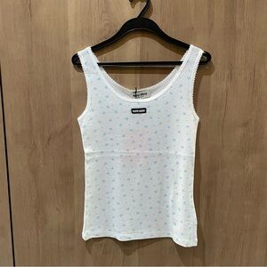 Miu Miu White Tank Top with Light Blue Accents